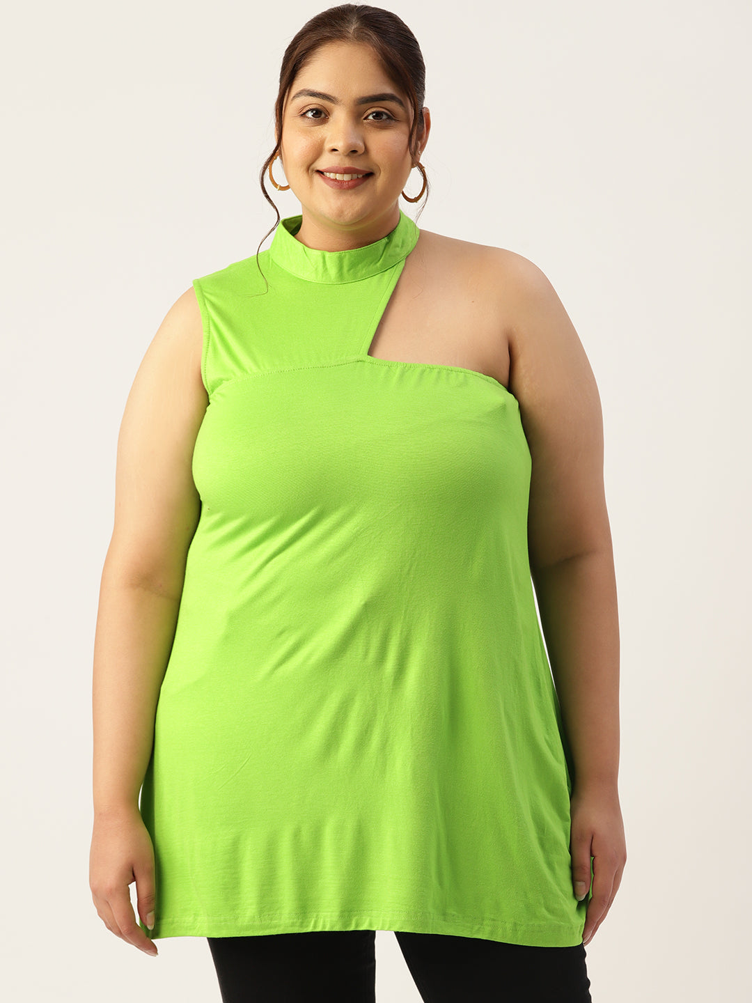 Plus Size Knitted One Shoulder Top