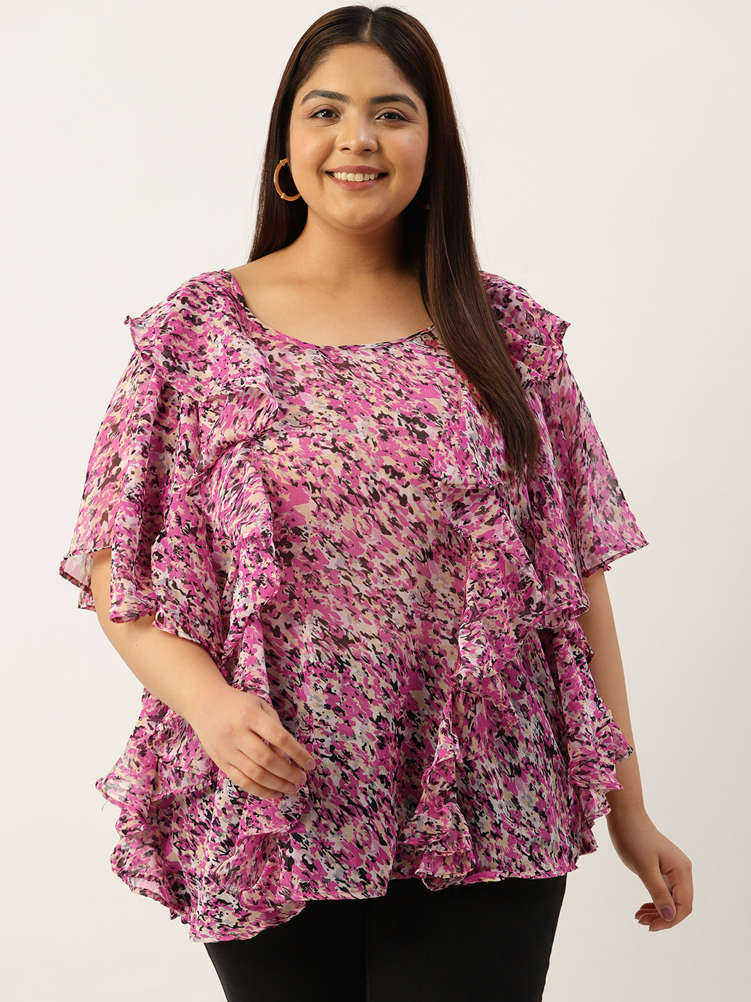 Plus Size Ruffle Detail Top