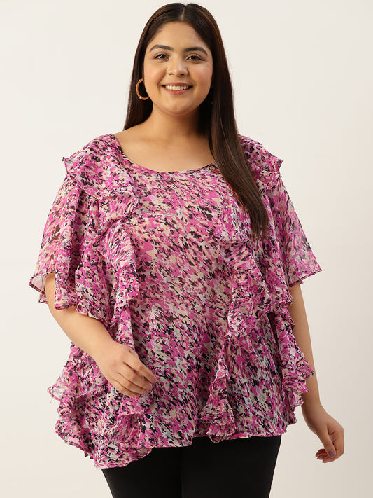 Plus Size Ruffle Detail Top