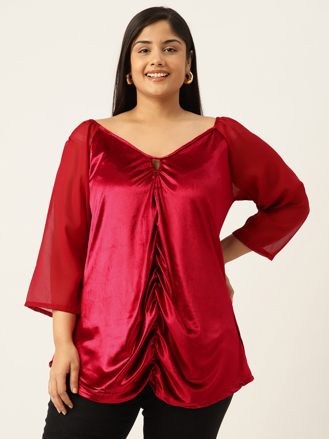 Plus Size Velvet Party Wear Top