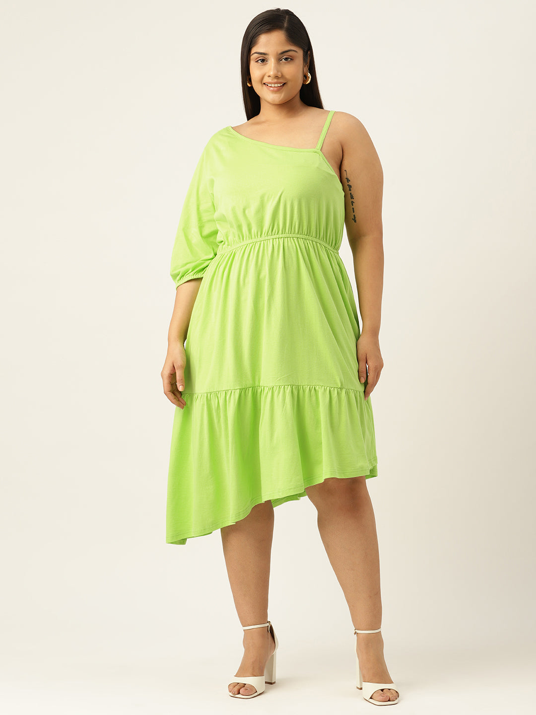 Plus Size One Shoulder Dress