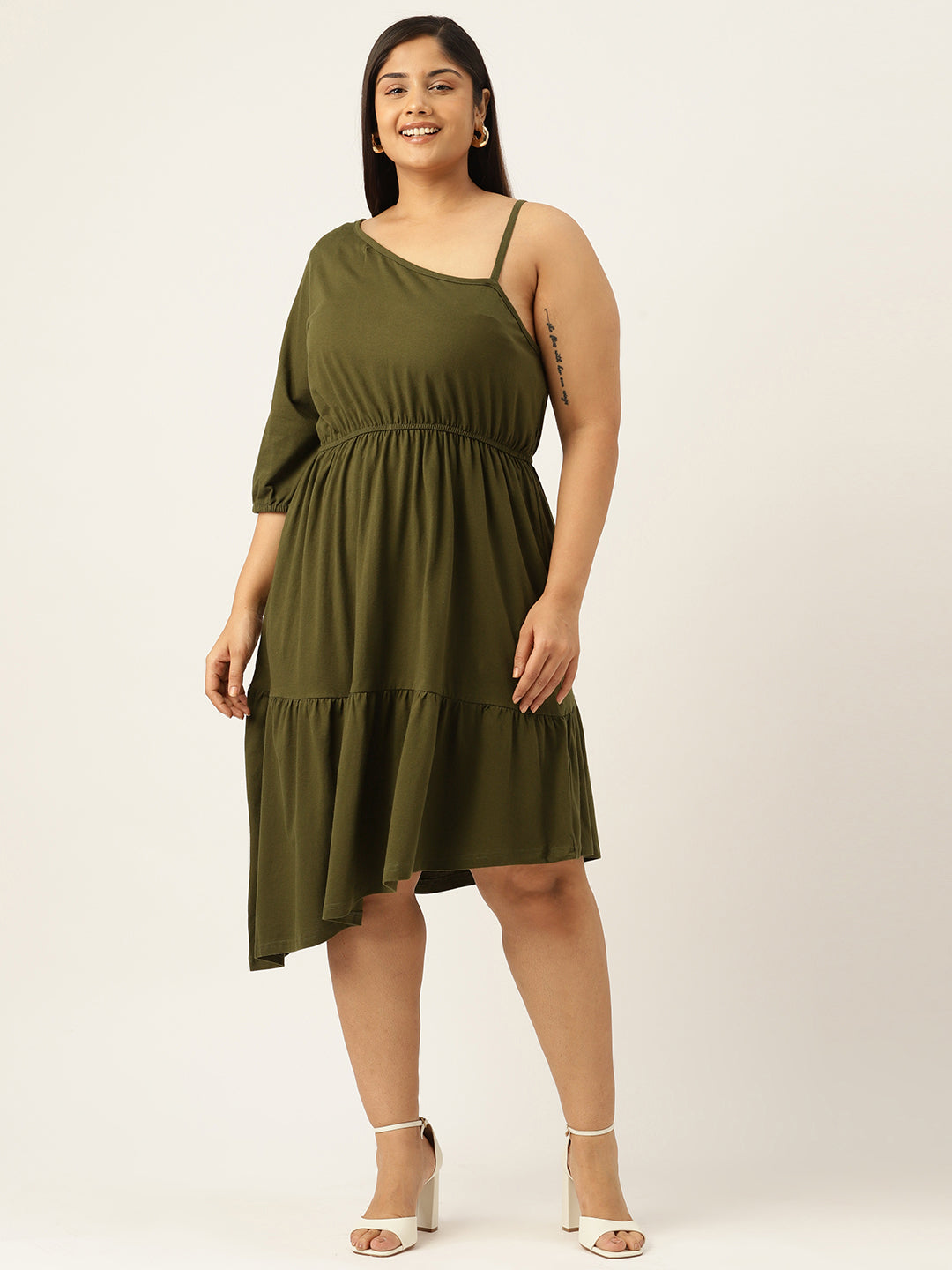 Plus Size One Shoulder Dress