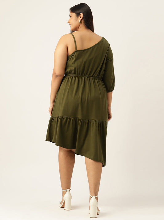 Plus Size One Shoulder Dress