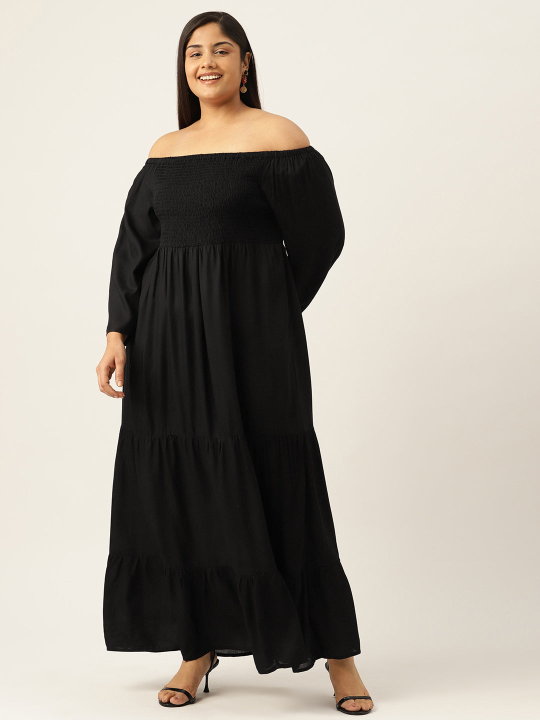 Plus Size Off-shoulder A-Line Maxi Dress