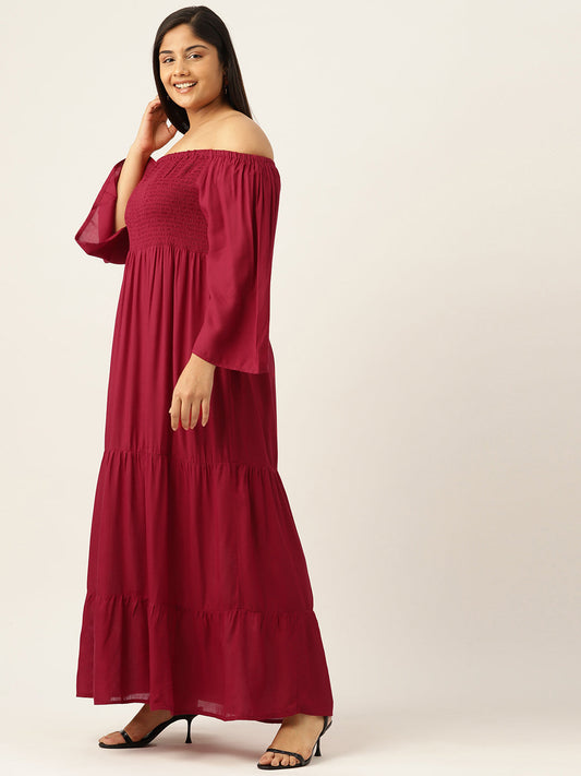 Plus Size Off-shoulder A-Line Maxi Dress