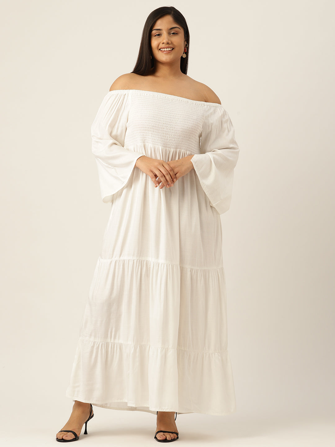 Plus Size Off-shoulder A-Line Maxi Dress