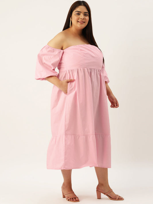 Plus Size Cotton Tiered Dress