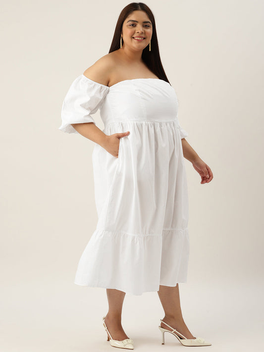 Plus Size Cotton Tiered Dress