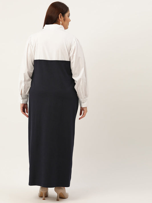 Plus Size Color Block A-Line Dress