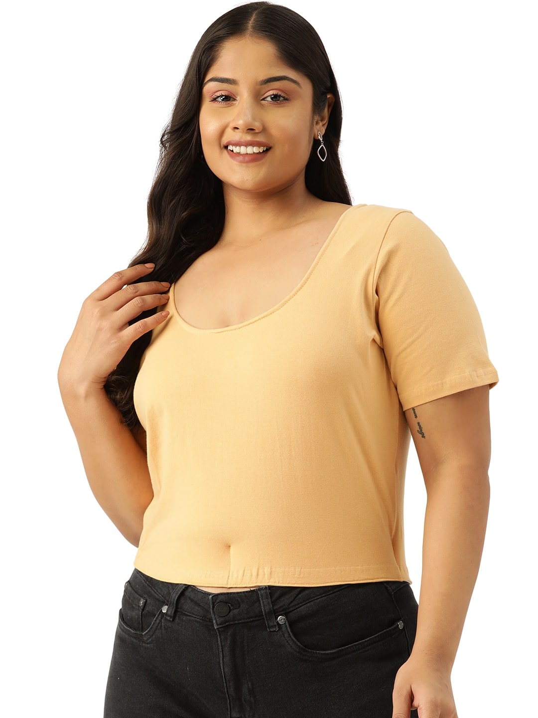 Plus Size Cotton Knitted Crop Top