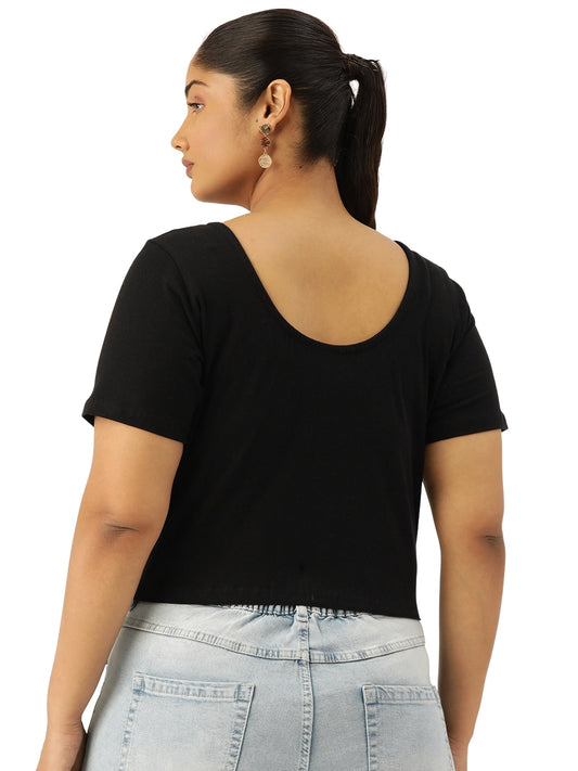 Plus Size Cotton Knitted Crop Top