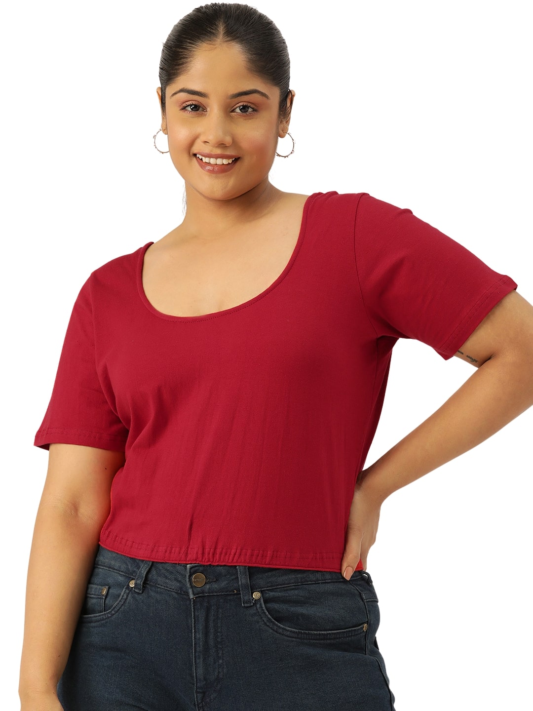 Plus Size Cotton Knitted Crop Top