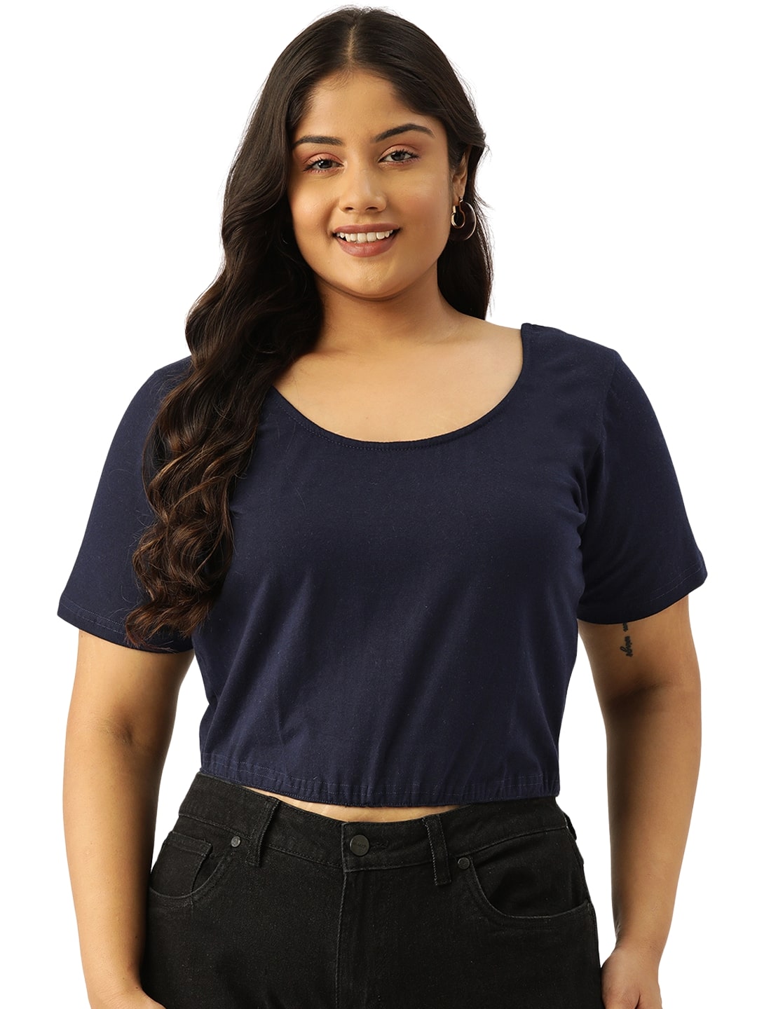 Plus Size Cotton Knitted Crop Top