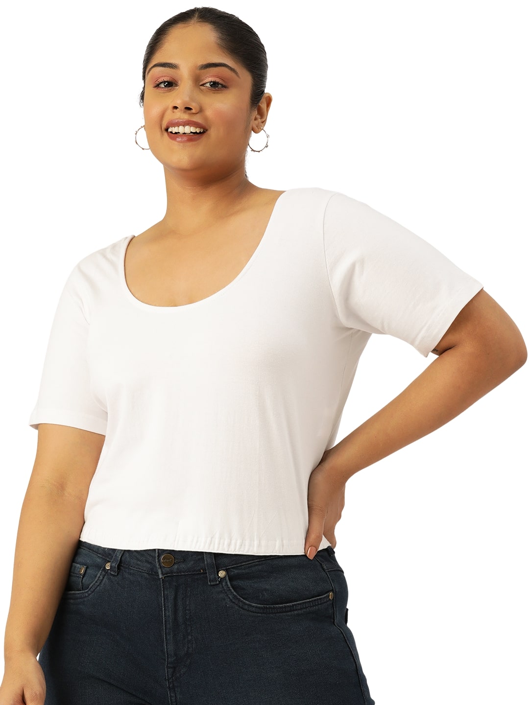 Plus Size Cotton Knitted Crop Top