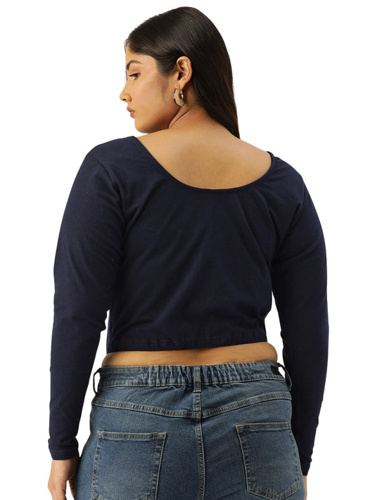 Plus Size Cotton Knitted Crop Top