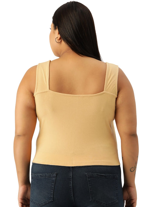 Plus Size Cotton Knitted Crop Top