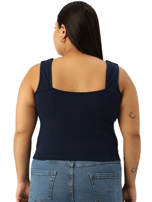 Plus Size Cotton Knitted Crop Top