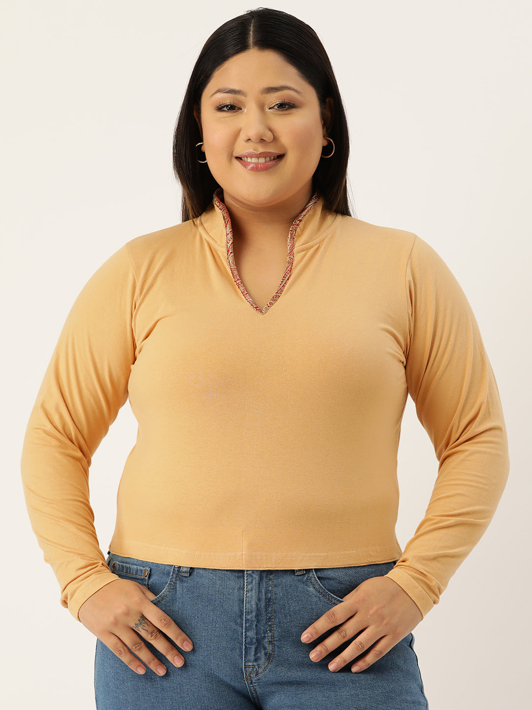Plus Size Cotton Knitted Crop Top