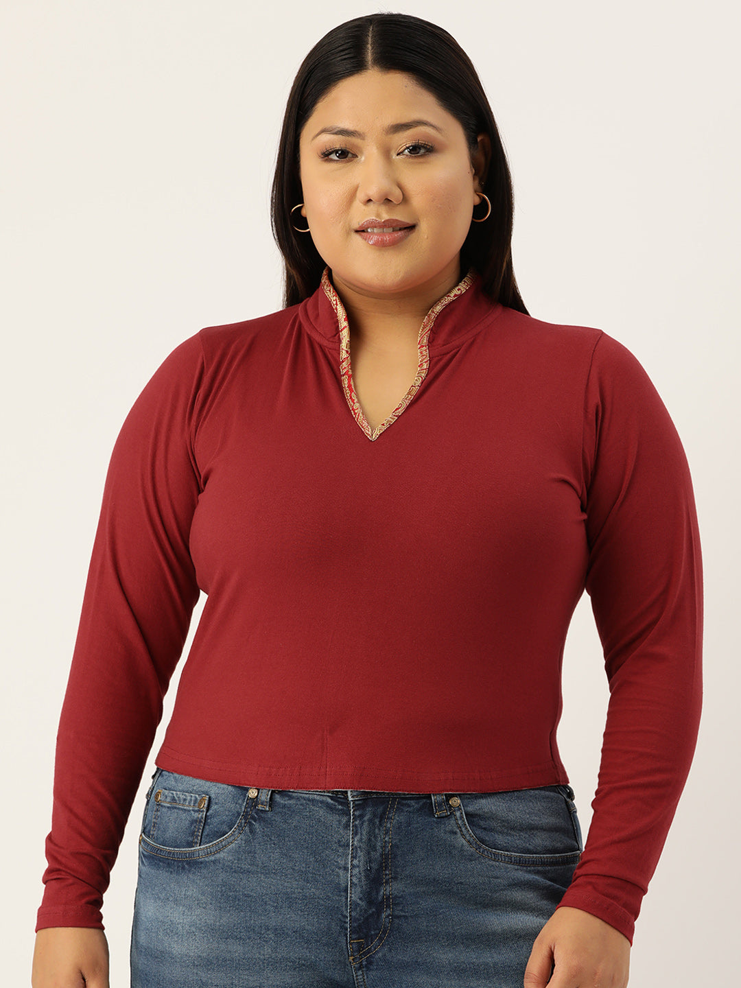 Plus Size Cotton Knitted Crop Top
