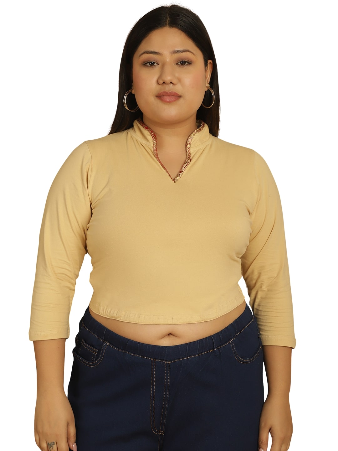 Plus Size Cotton Knitted Crop Top