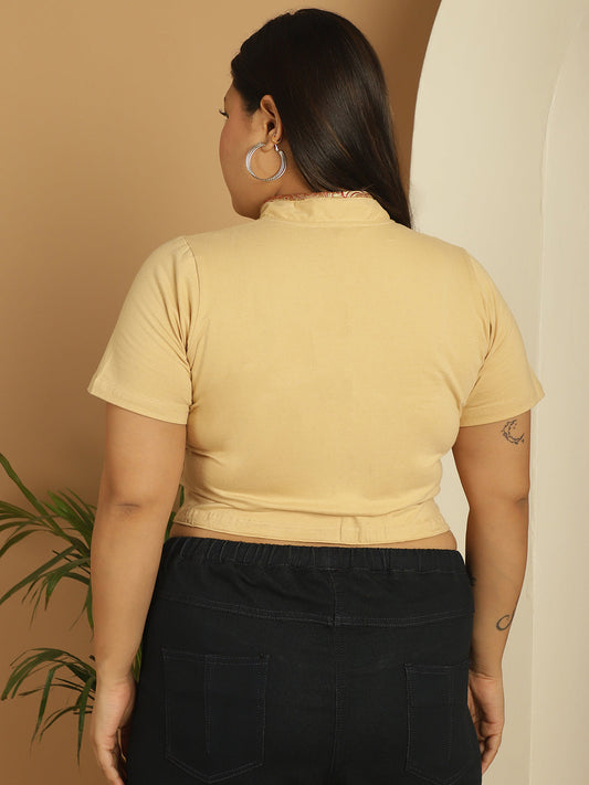 Plus Size Cotton Knitted Crop Top