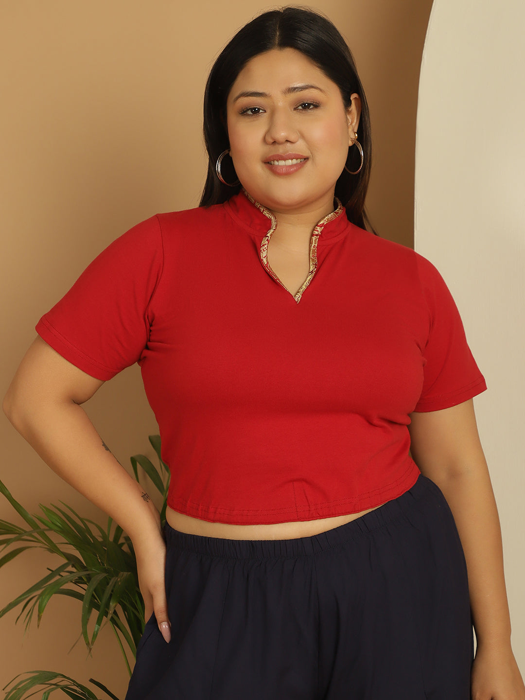 Plus Size Cotton Knitted Crop Top