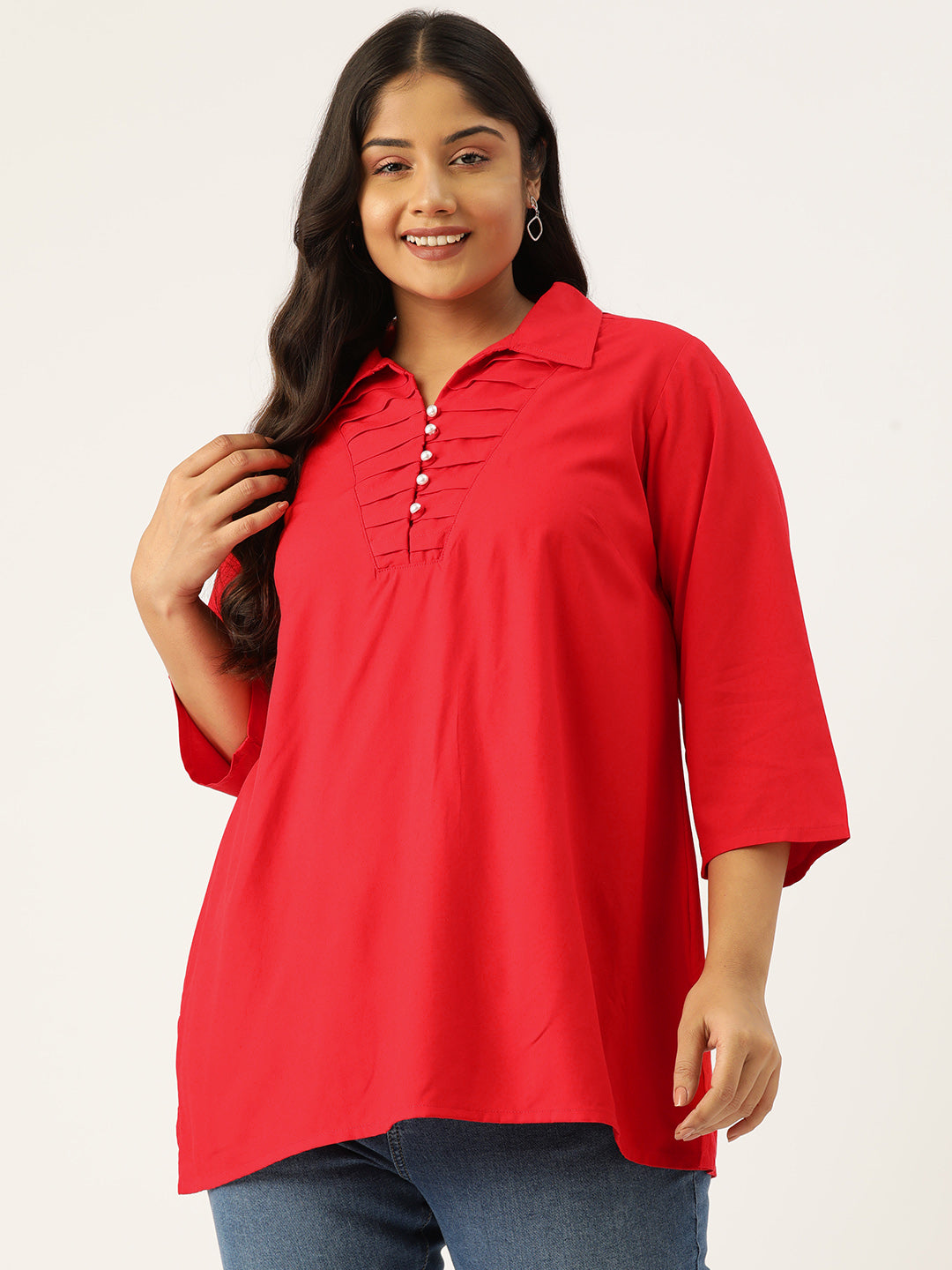 Plus Size Longline Woven Top