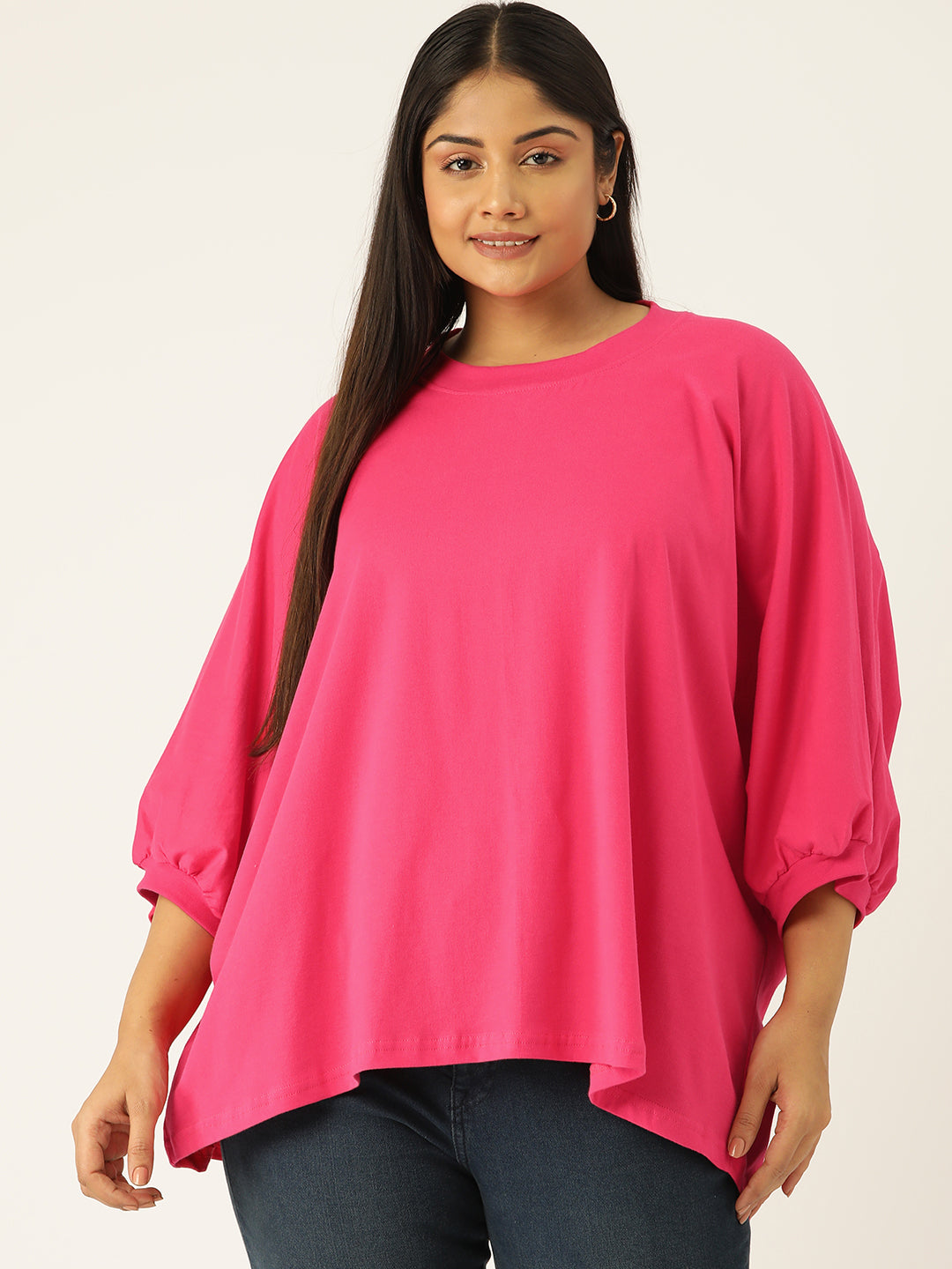 Plus Size Cotton Knitted Longline Top