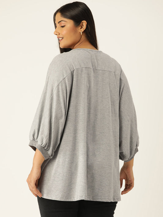Plus Size Cotton Knitted Longline Top