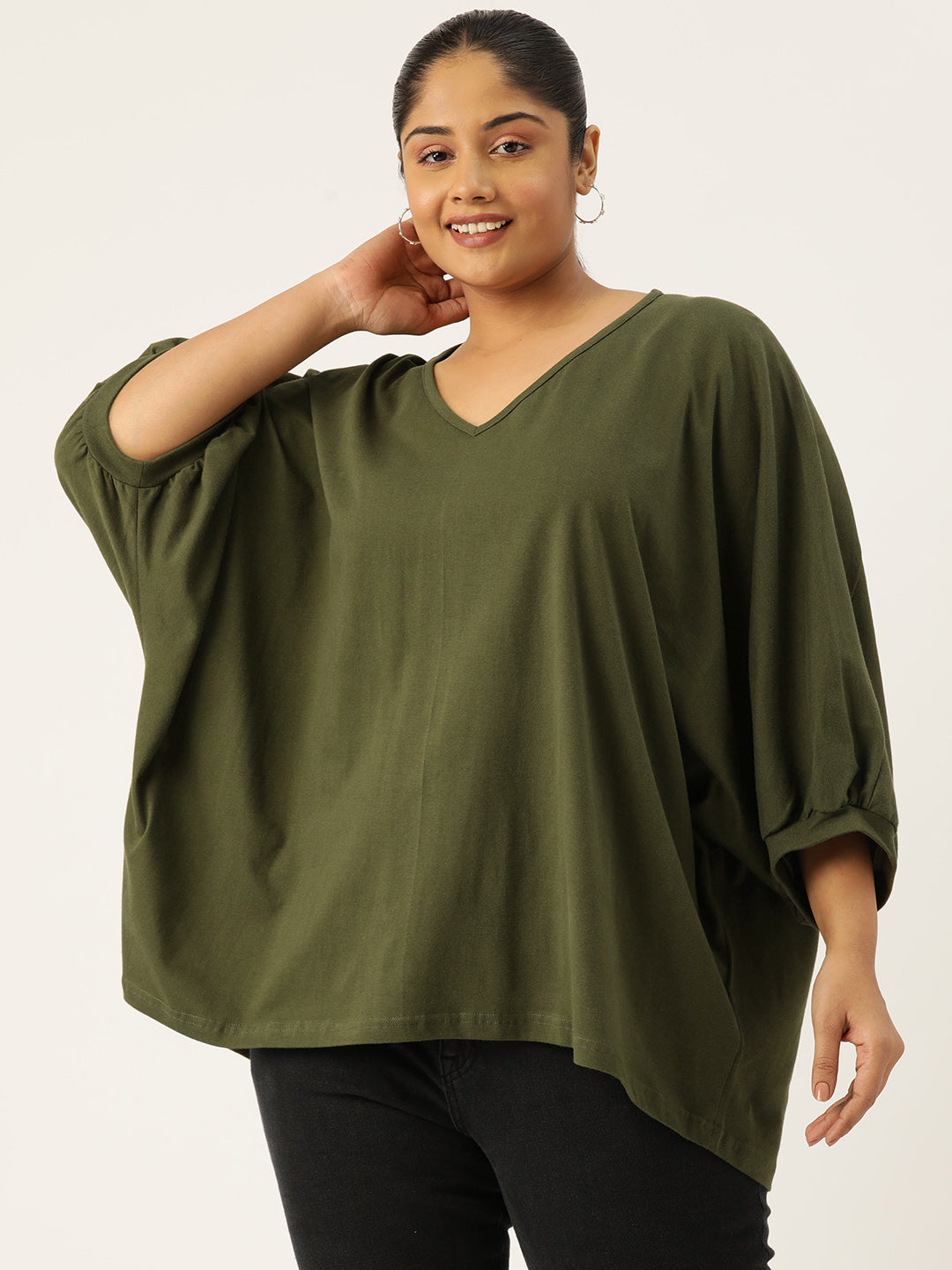 Plus Size Cotton Knitted Longline Top