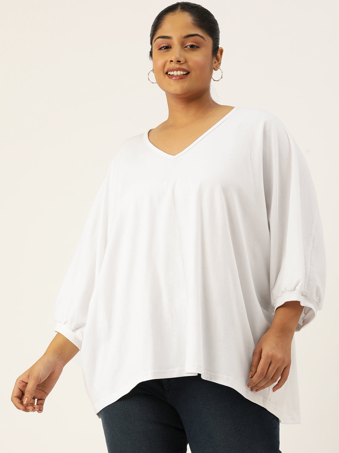 Plus Size Cotton Knitted Longline Top