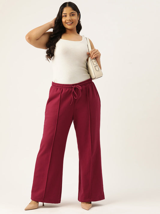 Women Relaxed Straight Fit High-Rise Pleated Trousers