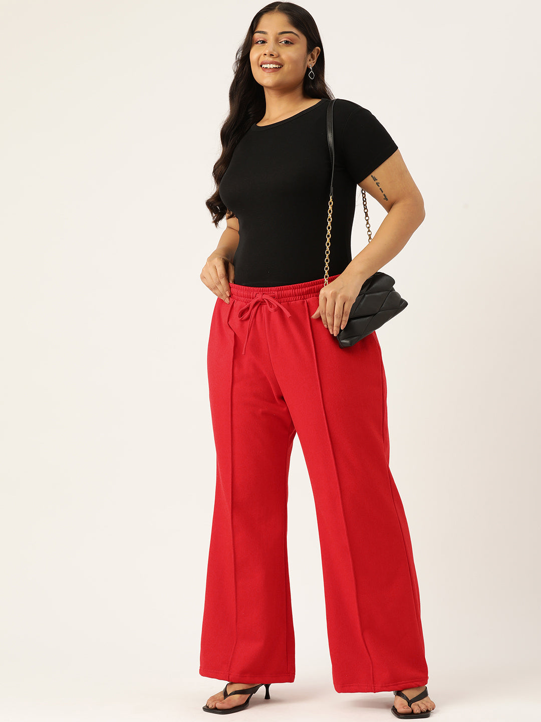Women Relaxed Straight Fit High-Rise Pleated Trousers