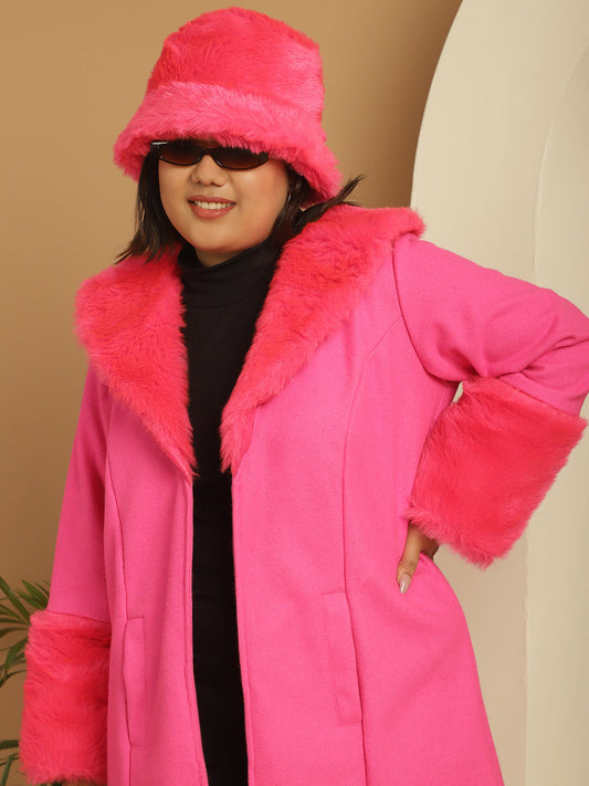 Women Plus Size Spread Collar Longline Open Front Overcoat