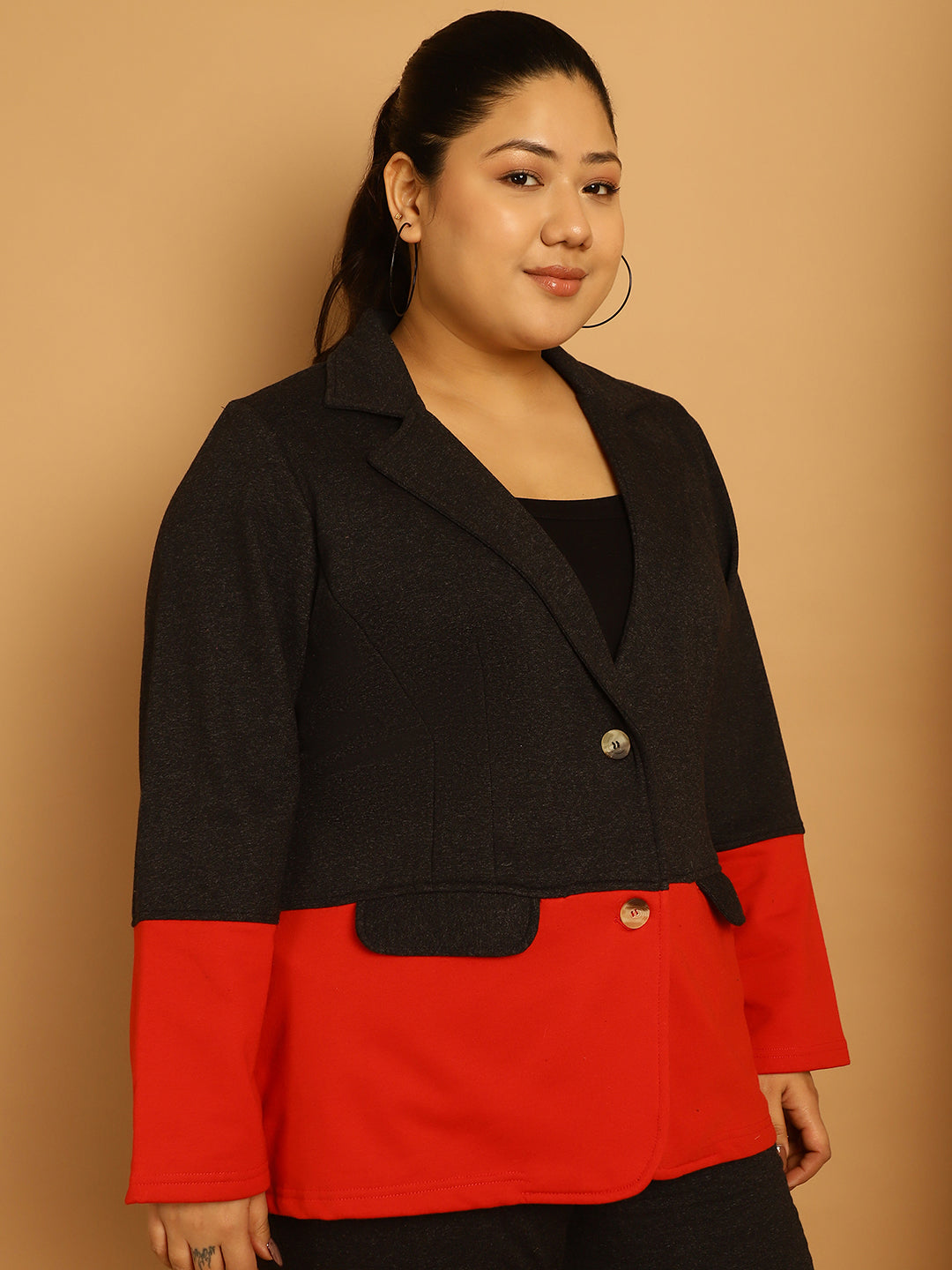 theRebelinme Women Colourblocked Fleece Open Front Jacket