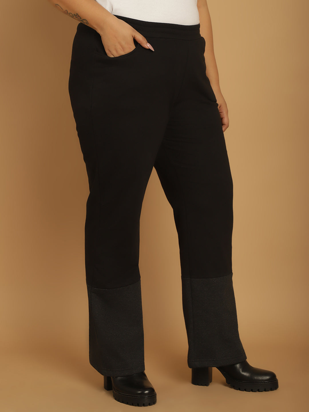 Plus Size Women High-Rise Parallel Trousers