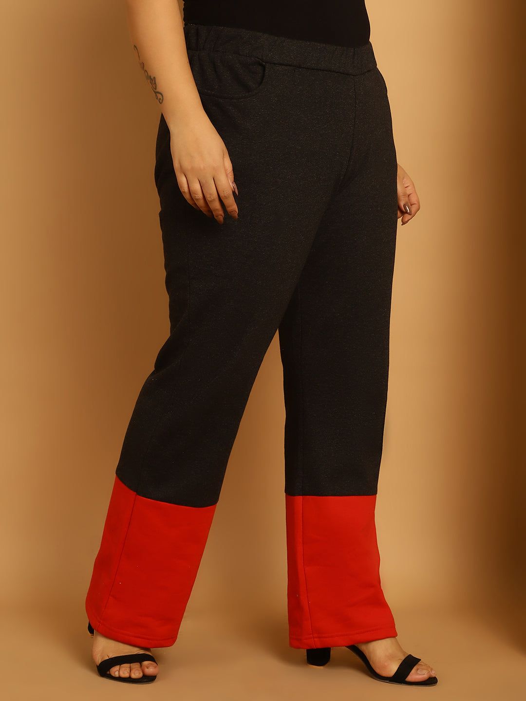 Plus Size Women High-Rise Parallel Trousers