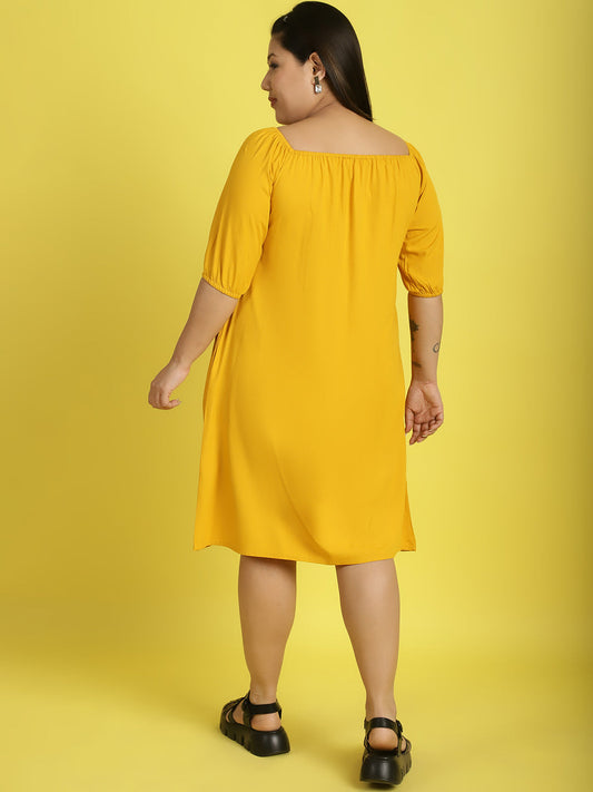 Plus Size Gather A-Line Dress