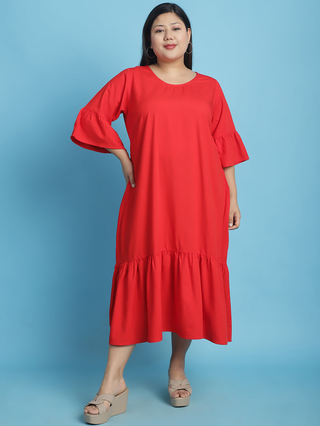 Plus Size A-Line Midi Dress