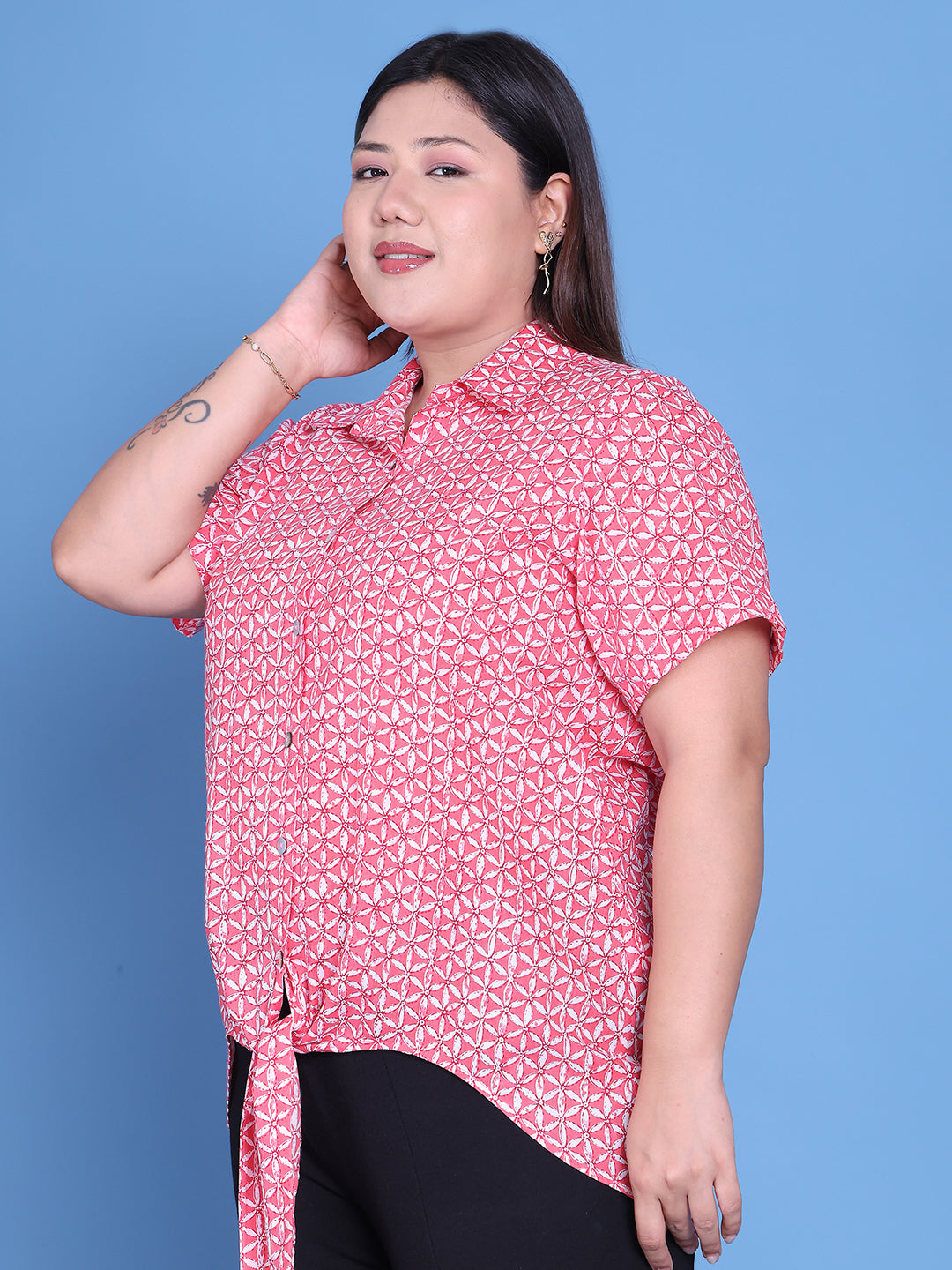 theRebelinme Stylish Women Pink Floral Printed Casual Shirt
