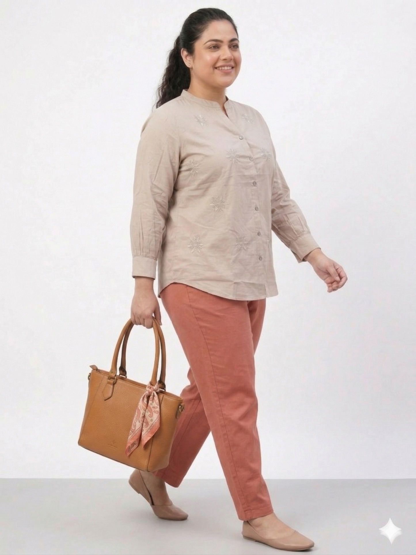 Classic Casual Shirt with Subtle Floral Embroidery