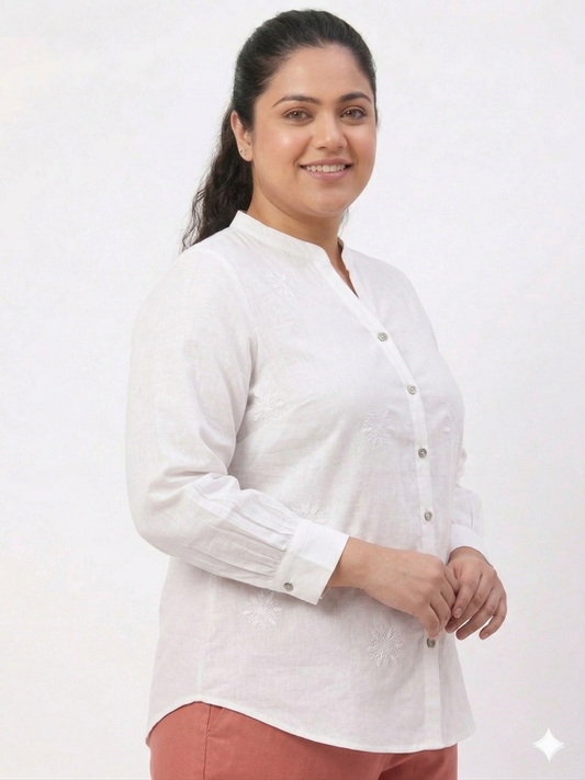 Summer Cotton Shirt with Embroidery
