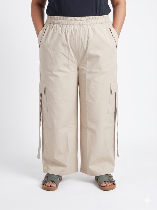 Wide-Leg Catton Cargo Trousers