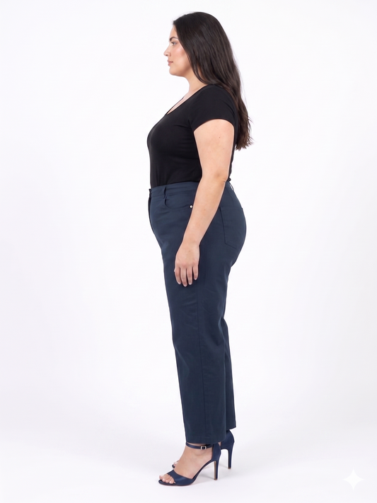 High-Waist Straight Fit Cropped Trousers for Women