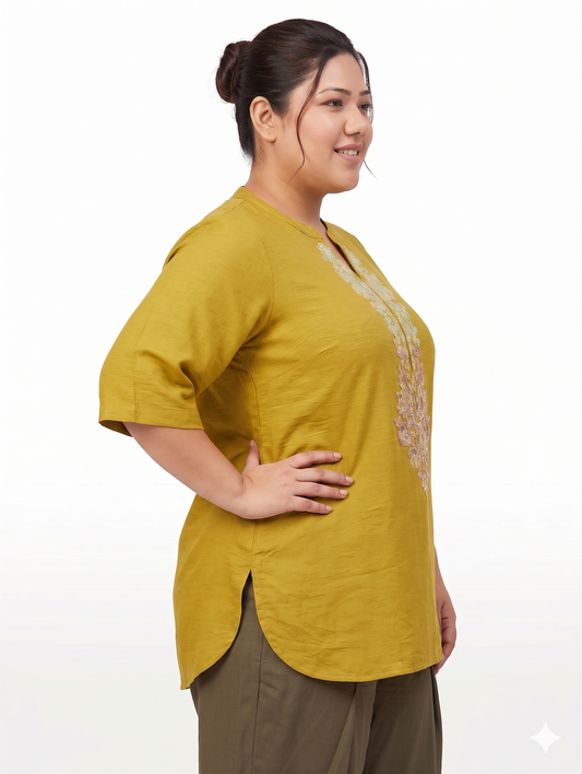Elegant Embroidered Plus Size Tunic Top