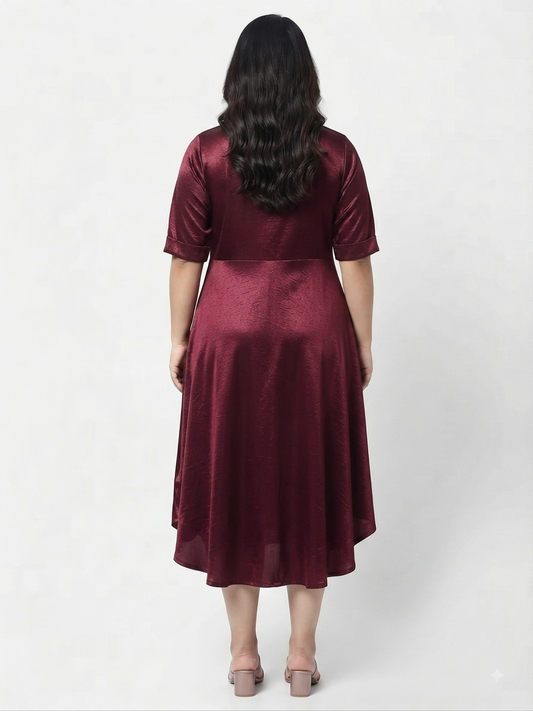 Plus Size Women’s Party Dress in Washed Satin