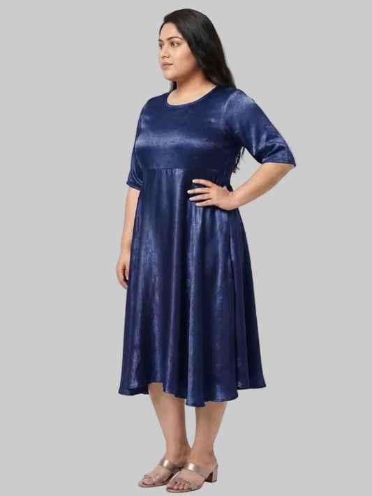 Plus Size Women’s Party Dress in Washed Satin