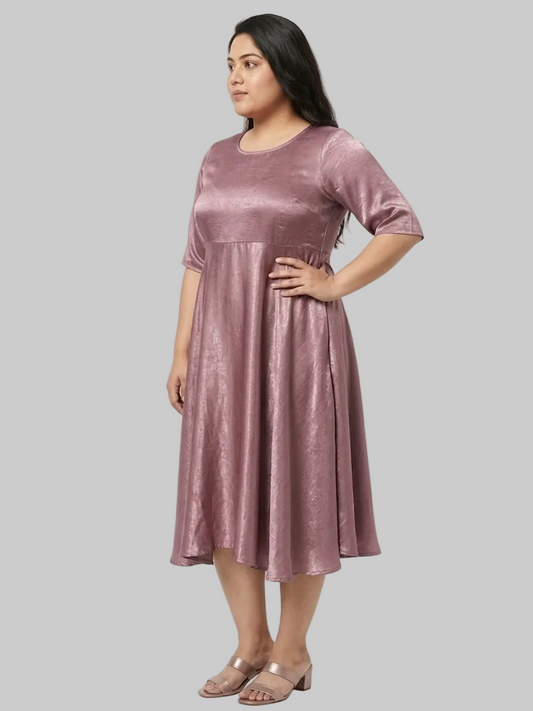 Plus Size Women’s Party Dress in Washed Satin