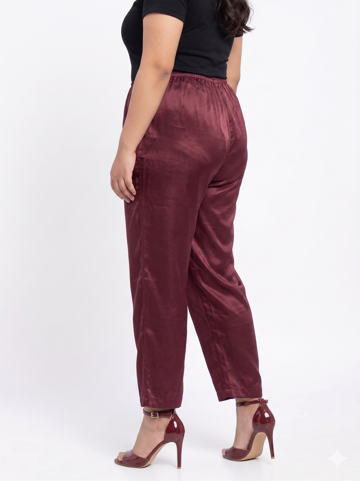 Plus Size Washed Satin Pants