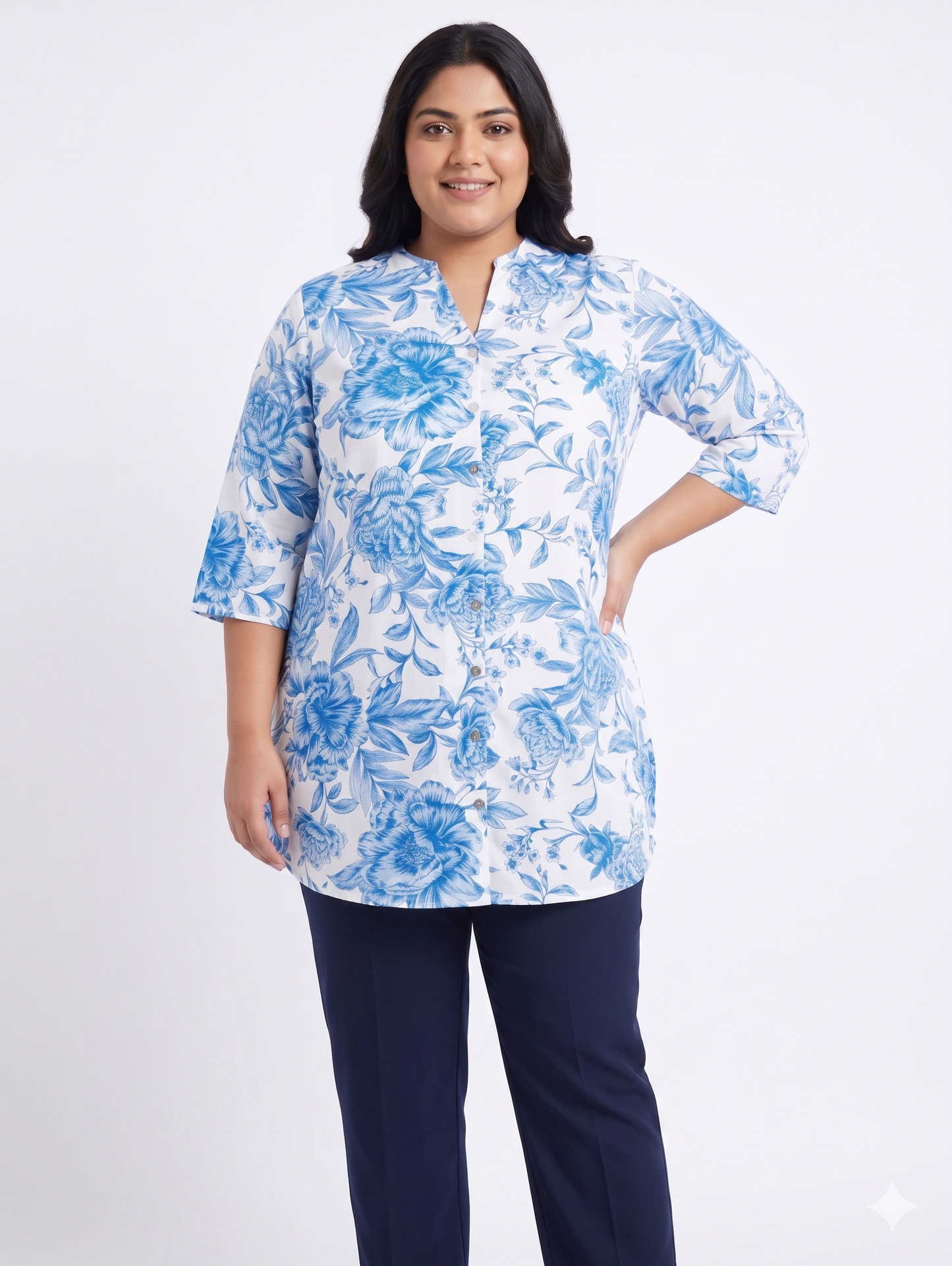 Indigo print Casual Top